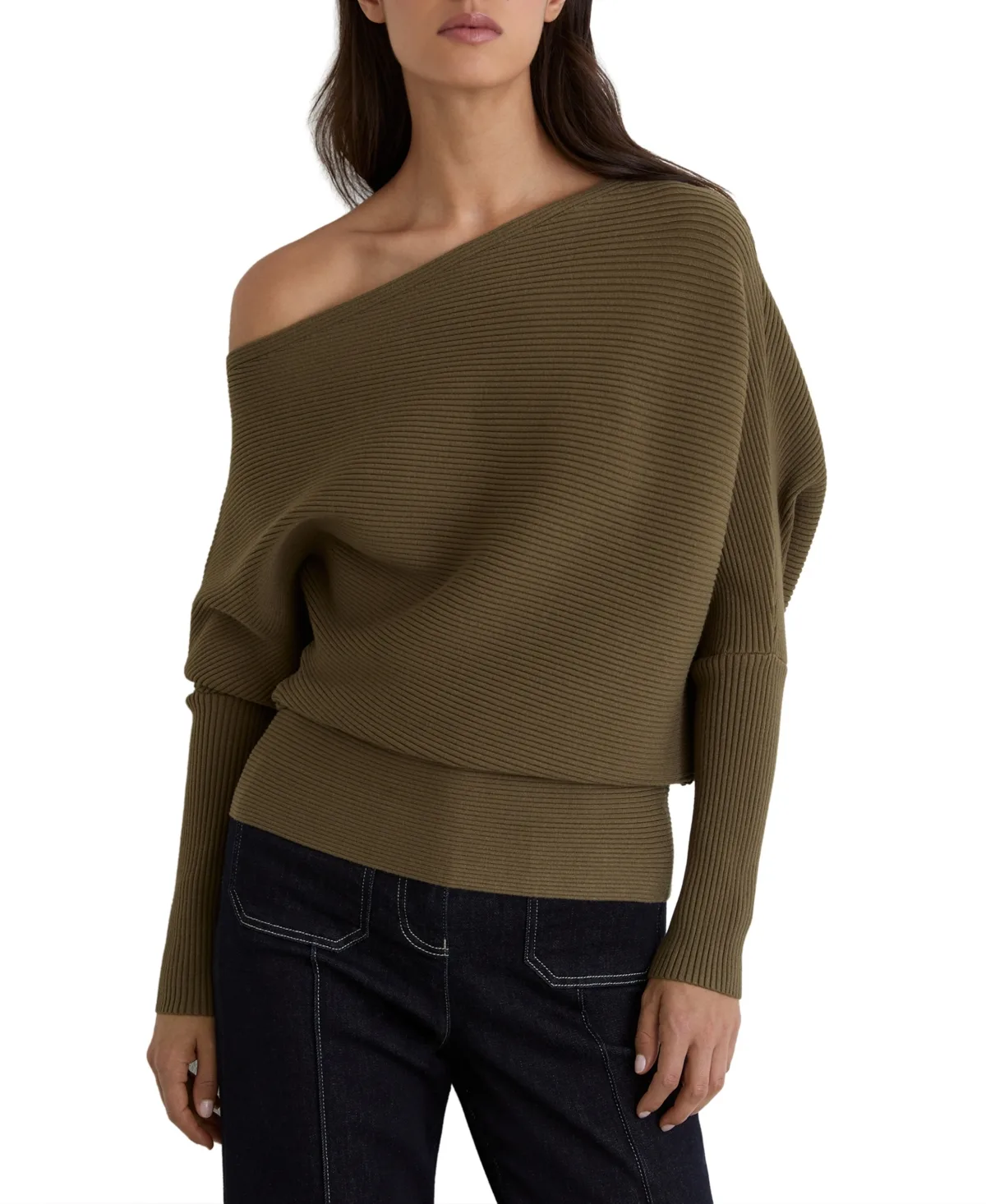 Lorna Asymmetric Draped Knitted Jumper by Reiss