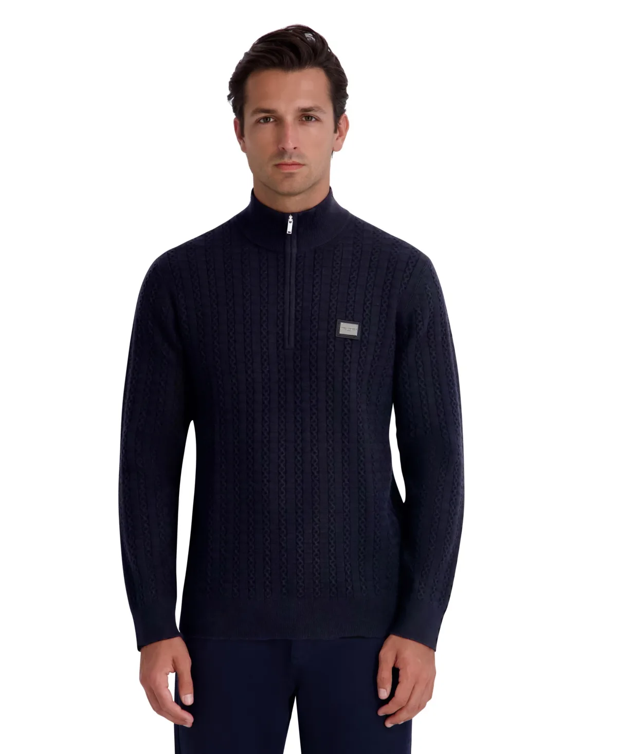 Paris Textured Quarter Zip Mock Neck Sweater by Karl Lagerfeld