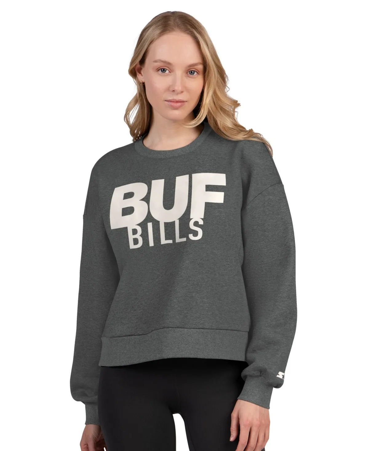 Buffalo Bills Show Up Cropped Fleece Pullover Sweatshirt by Starter