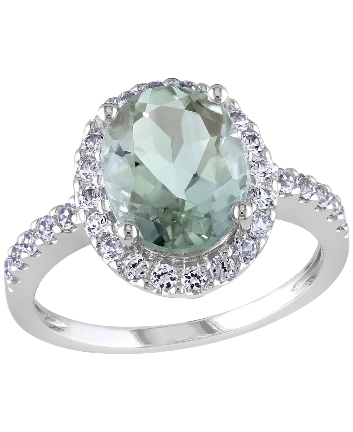 Green Quartz Oval Ring (2-1/3 ct. t.w.) with Lab-Created White Sapphire in 10k White Gold by Macy's