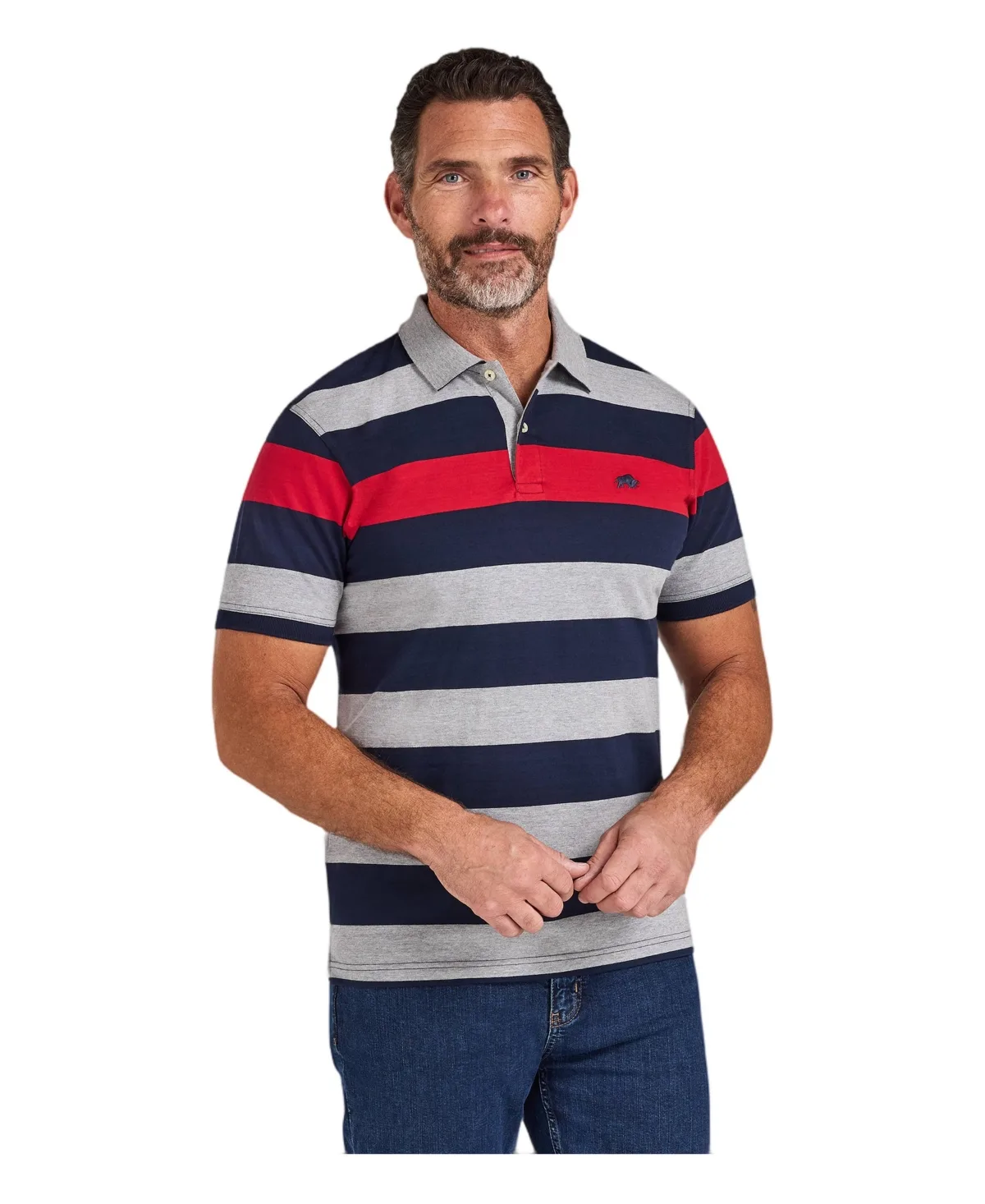 Contrast Stripe Relaxed-Fit Polo Shirt by Raging Bull