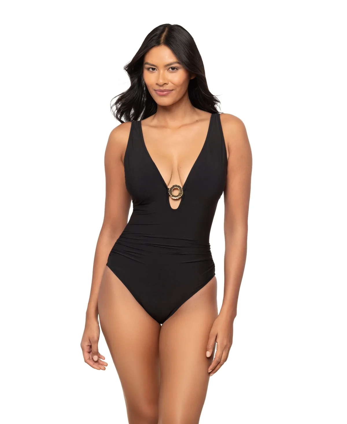 Solids Loreli Tummy Control V-Neck Underwire One-Piece Swimsuit by Magicsuit