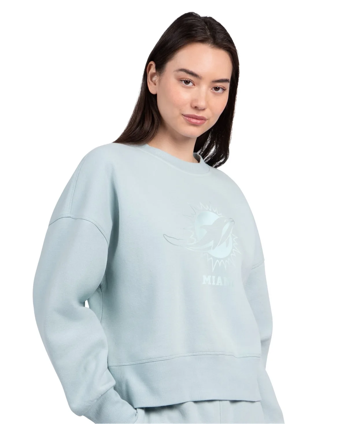 Miami Dolphins Travel Pastels Boxy Fleece Sweatshirt by Starter