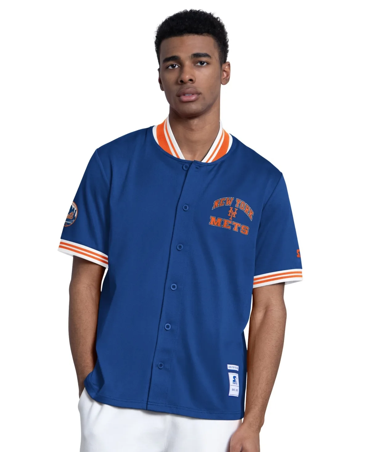 New York Mets Button-Up Short-Sleeves Jacket by Starter