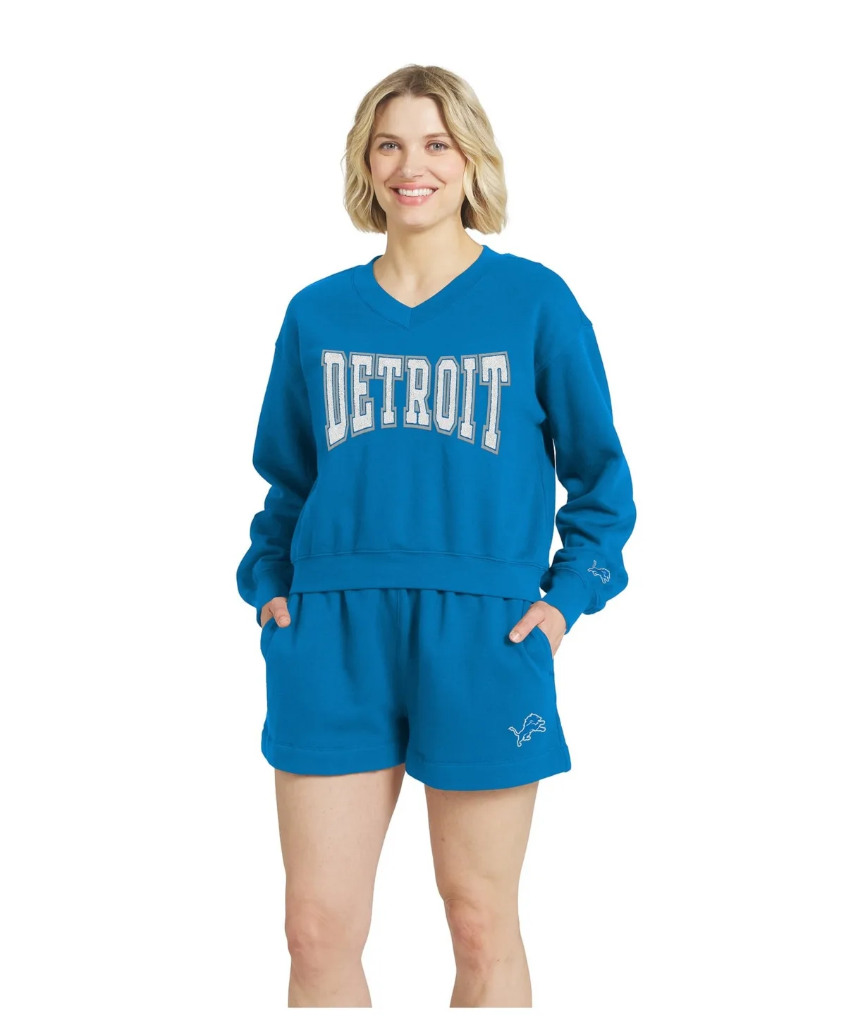 Detroit Lions Fleece V-Neck Lounge Set by Wear by Erin Andrews