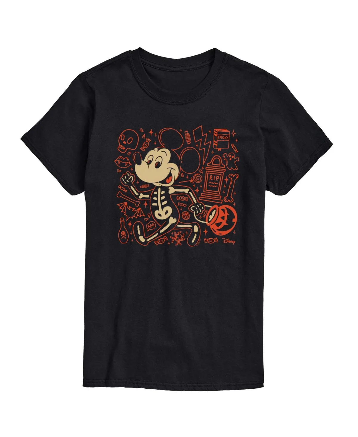 Mickey Skeleton Halloween Doodles Crewneck T-Shirt by Airwaves