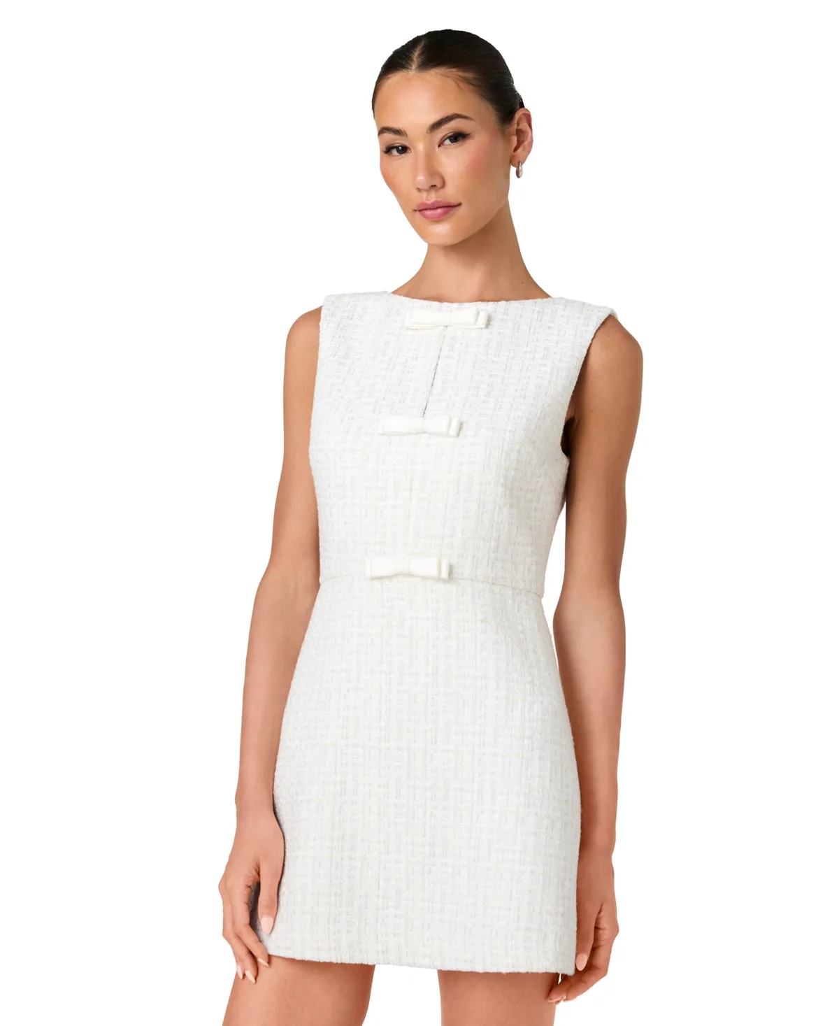 Scattered Tinsel Tweed A-Line Bow Mini Dress by French Connection