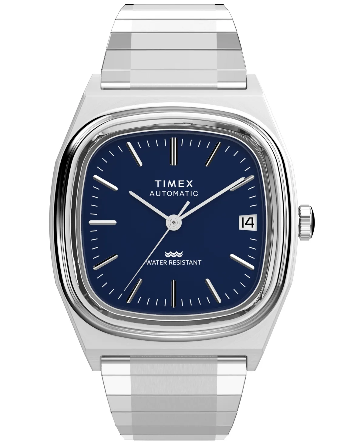Mechanical Automatic Silver-Tone Stainless Steel Watch, 34mm by Timex