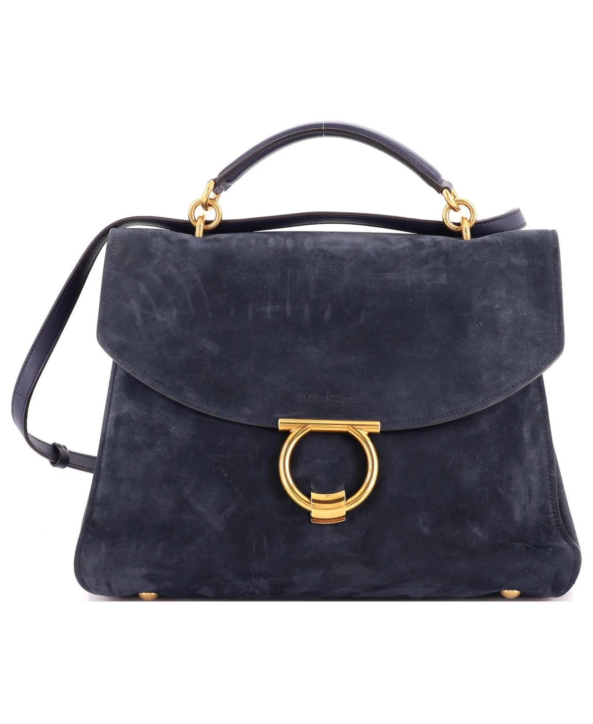 Pre-Owned Salvatore Ferragamo Large Margot Satchel Suede by Salvatore Ferragamo