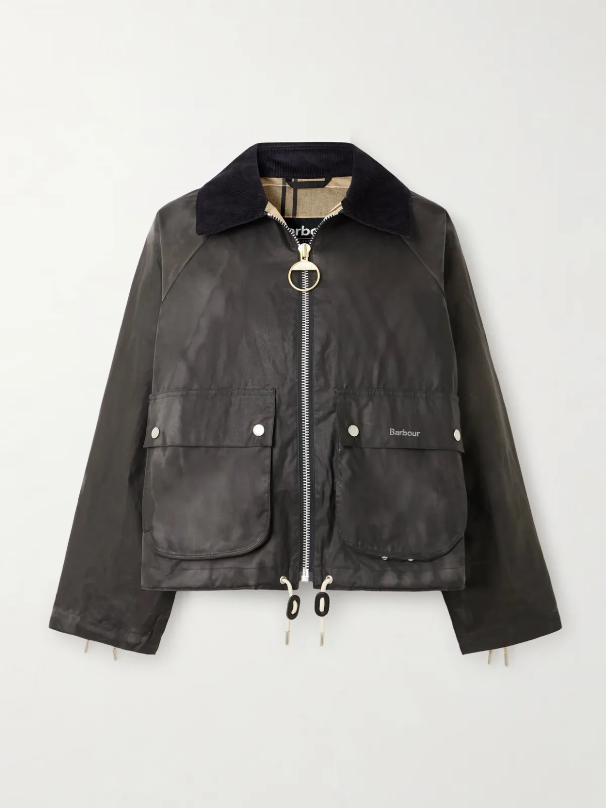 - Marron Leather And Corduroy-trimmed Waxed-cotton Jacket -