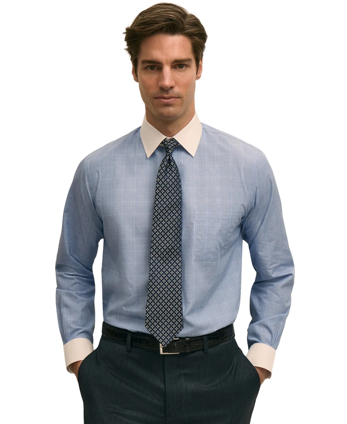 No-Iron Spread Collar Long Sleeve Dress Shirt by Brooks