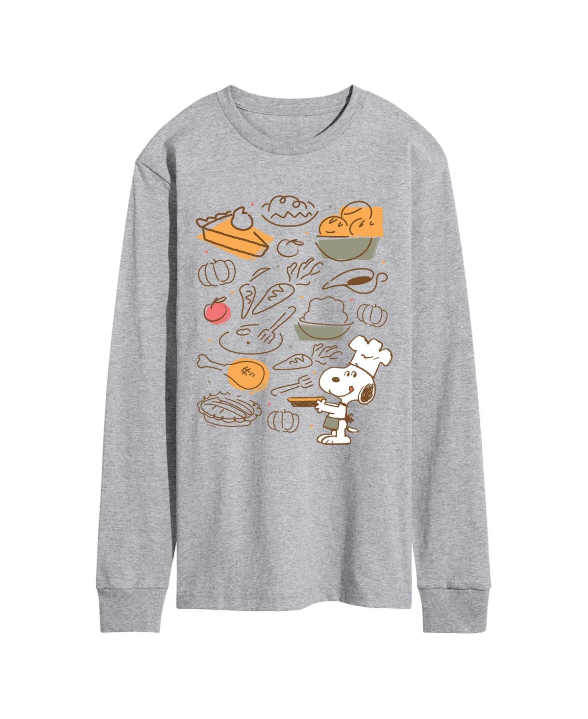 Snoopy Thanksgiving Food Grid Long-Sleeve Crewneck T-Shirt by Airwaves