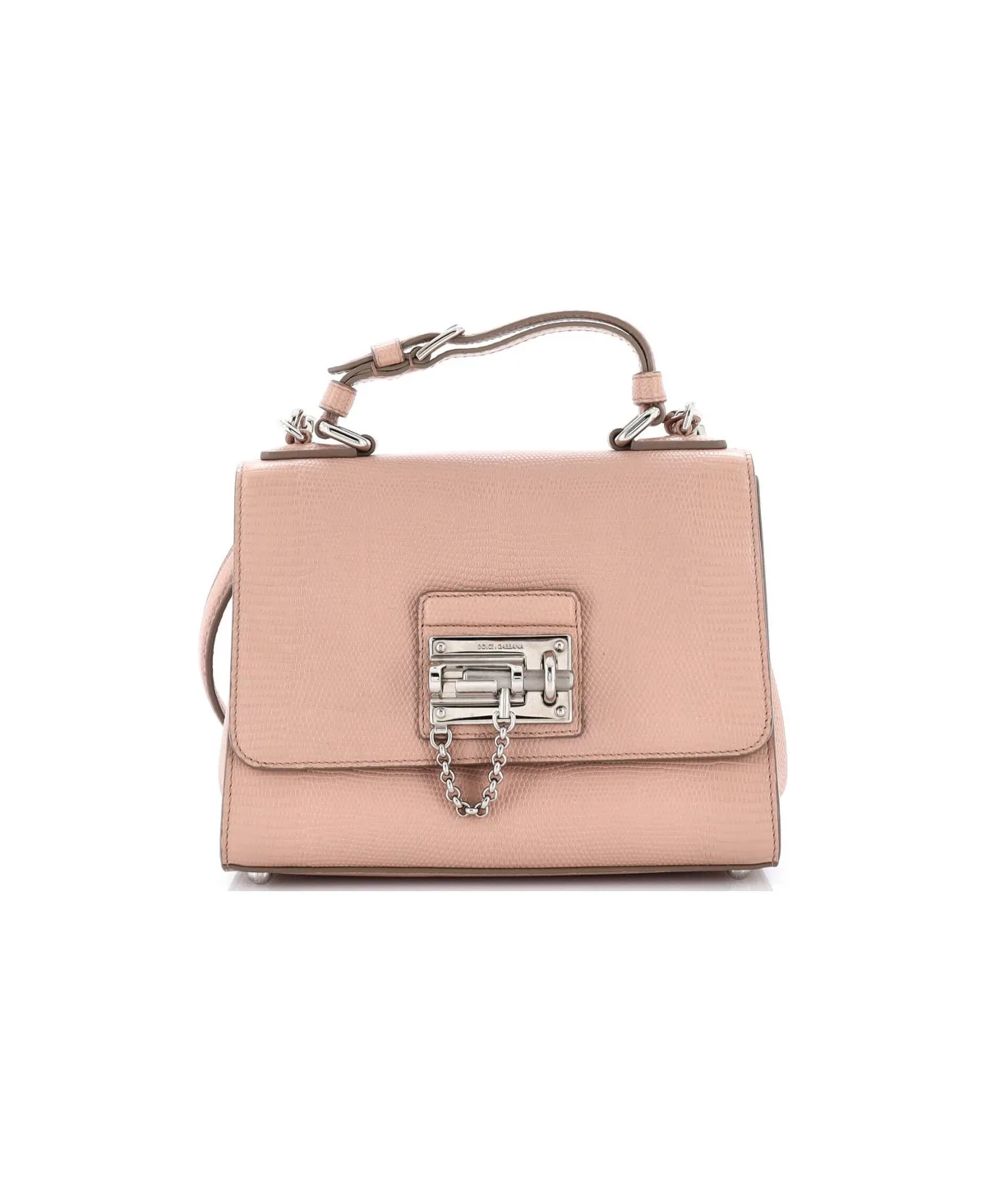 Pre-Owned Dolce and Gabbana Small Monica Top Handle Flap Bag Embossed Leather by Dolce & Gabbana