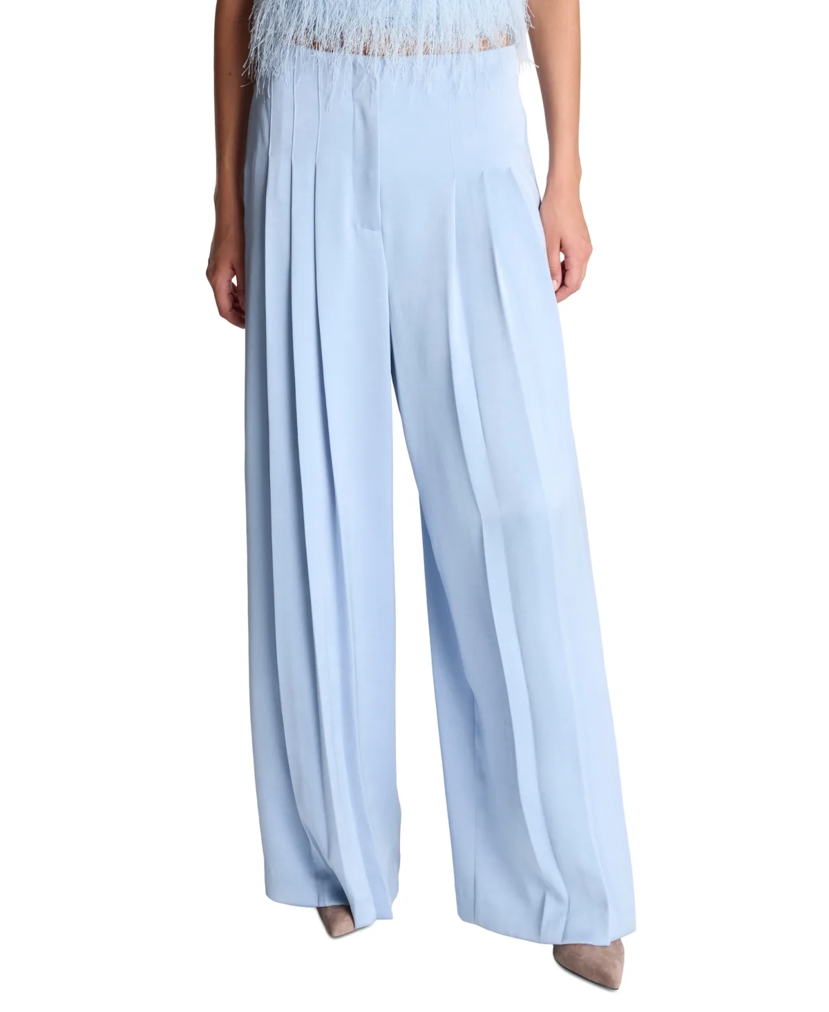 High-Rise Wide-Leg Triple-Pleat Pants by Kenneth Cole