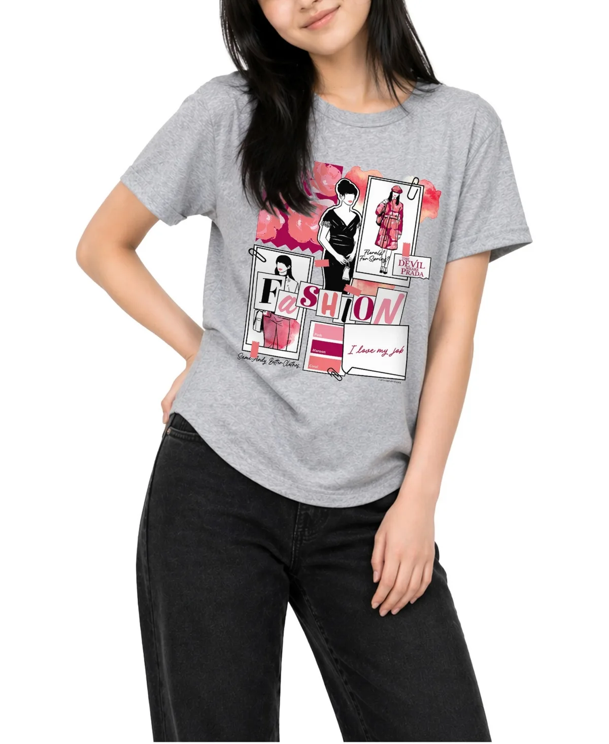 The Devil Wears Prada Juniors Fashion Sketchbook Relaxed Fit T-Shirt by Prada