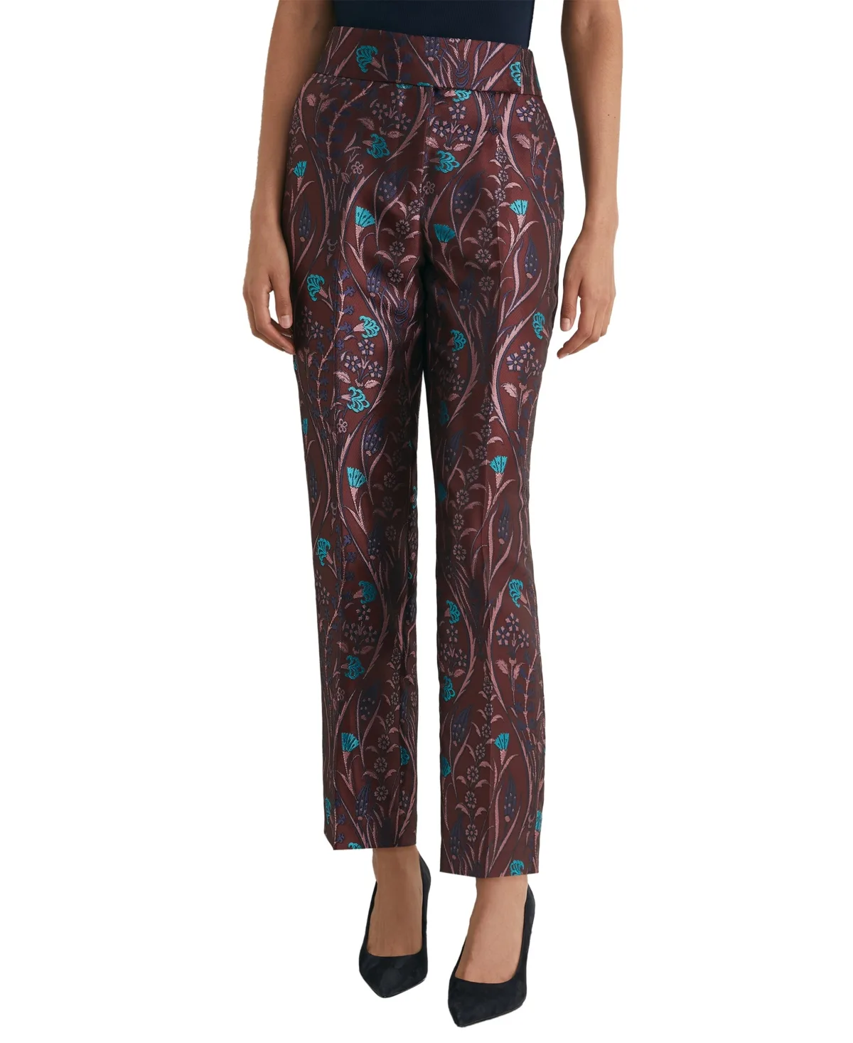 Floral-Jacquard Tapered Trousers by Reiss
