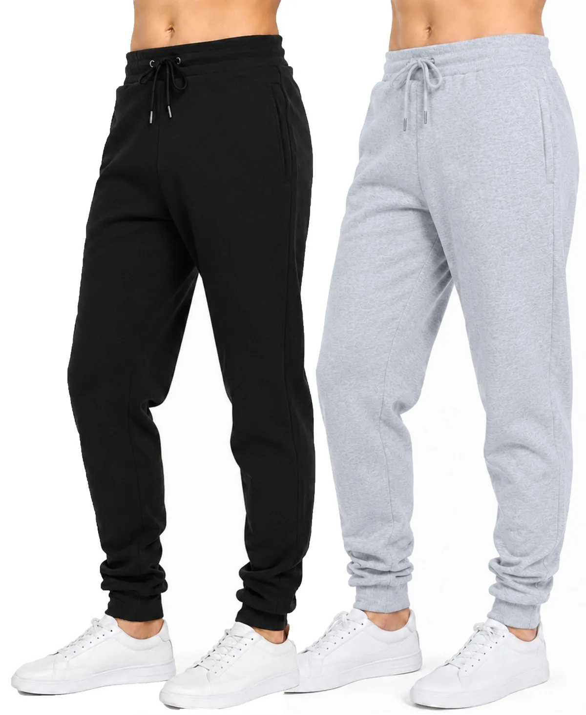 Loose-Fit Fleece Jogger Sweatpants with Zipper Side Pockets, 2-Pack by Blue Ice