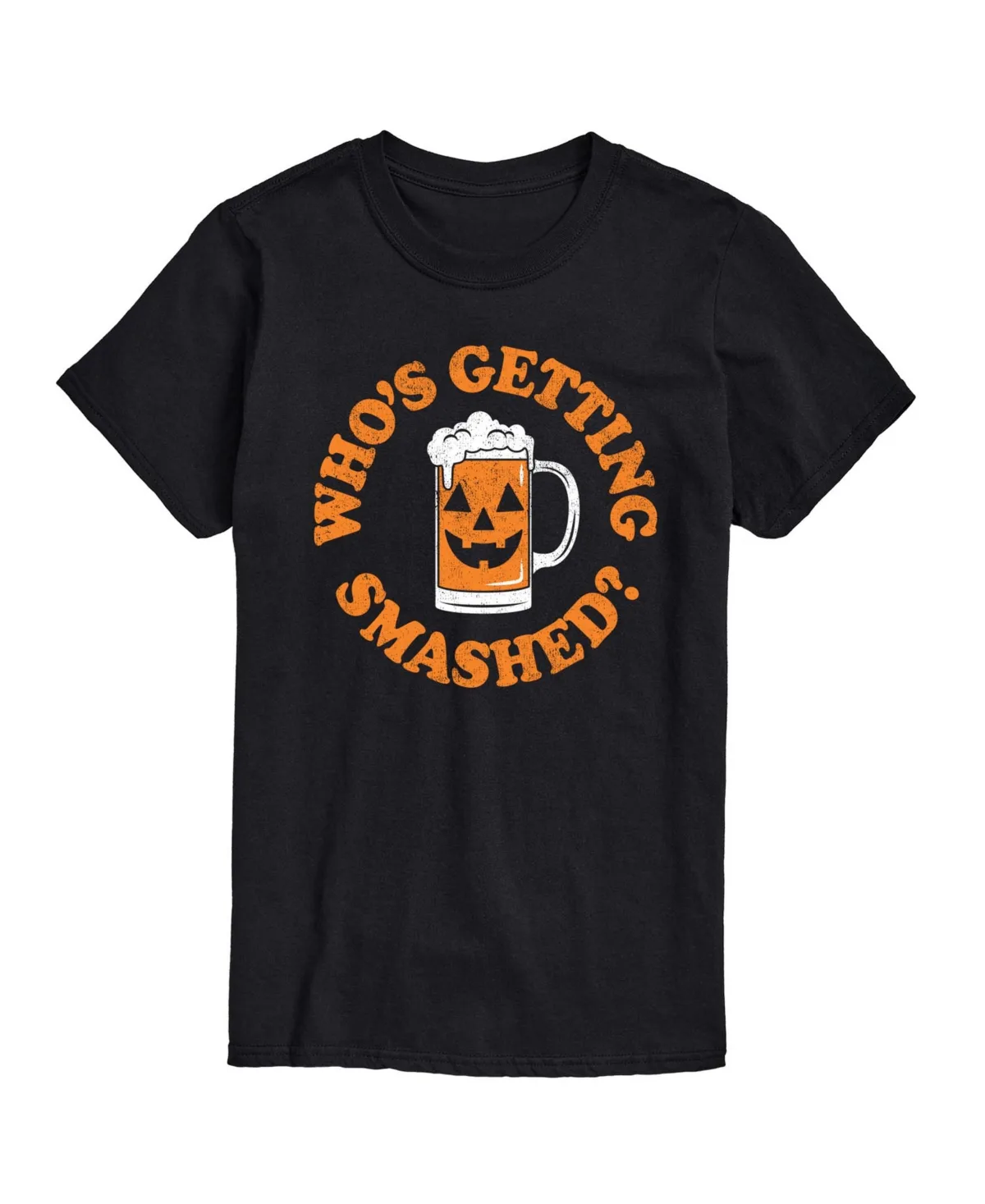 Who's Getting Smashed Pumpkin Halloween Graphic Crew Neck T-Shirt by Airwaves