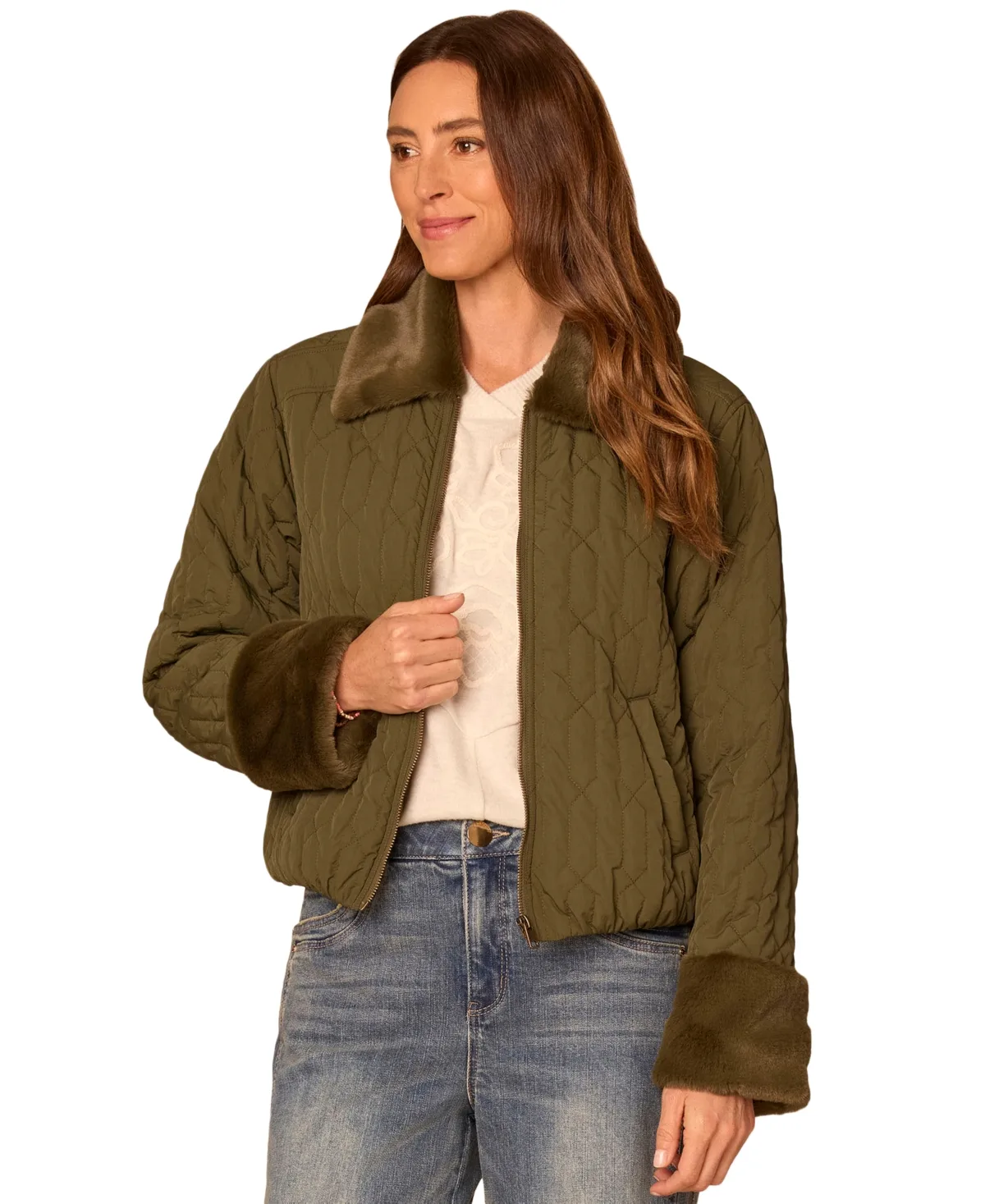 Quilted Faux Fur Jacket by Democracy