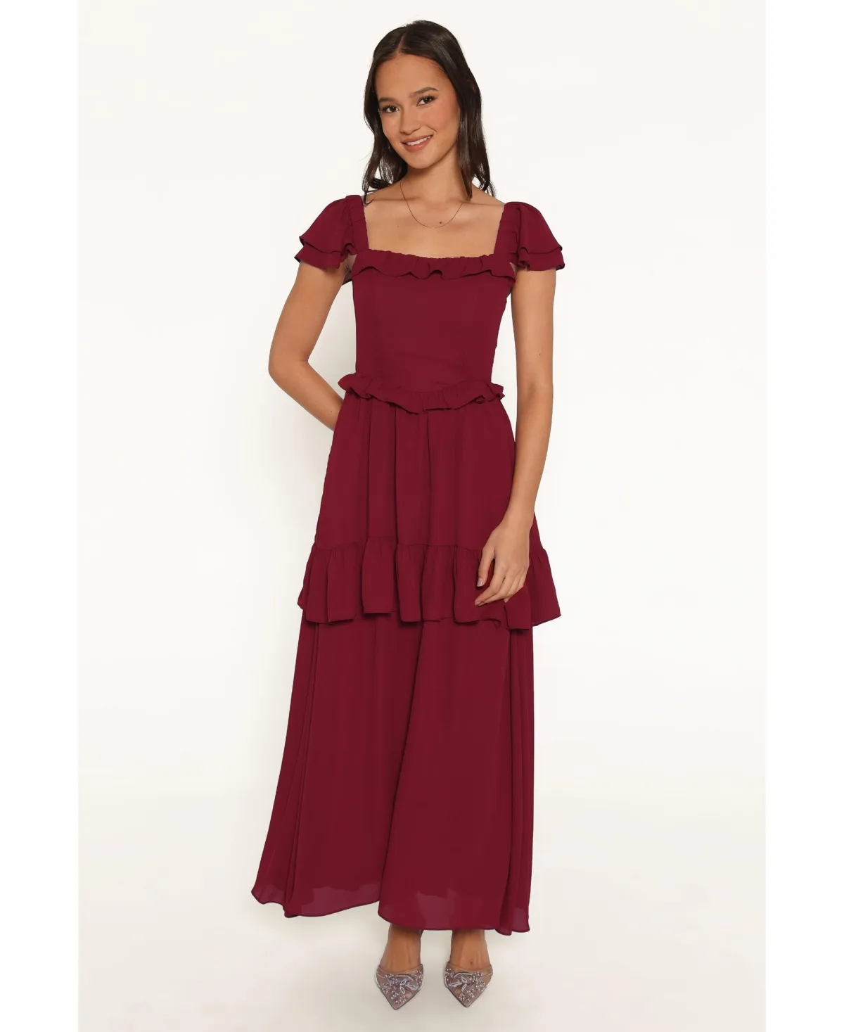 Keani Square Neck Ruffle Maxi Dress by Petal and Pup