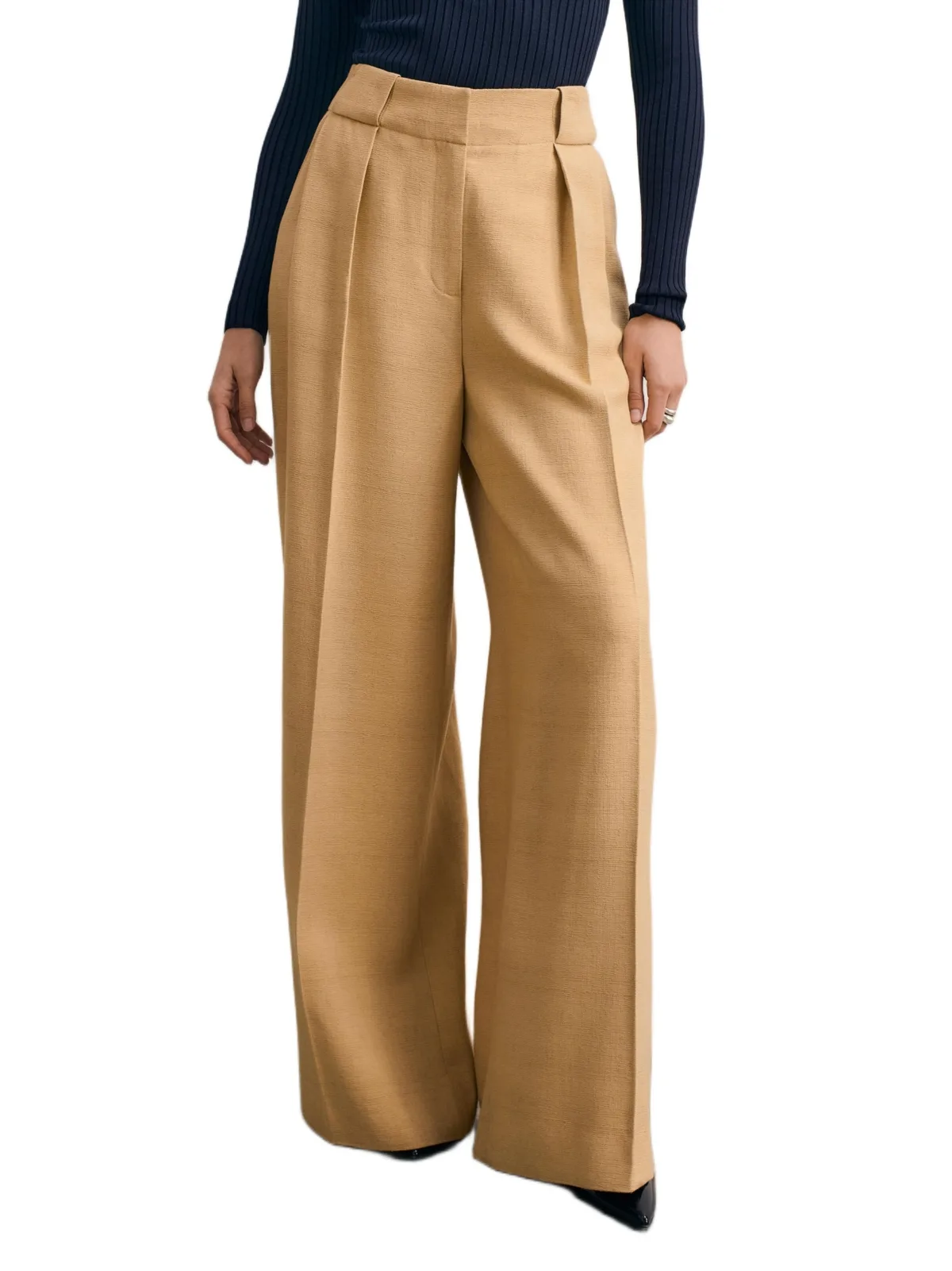 Lyon Textured High Waist Pants by The Fold
