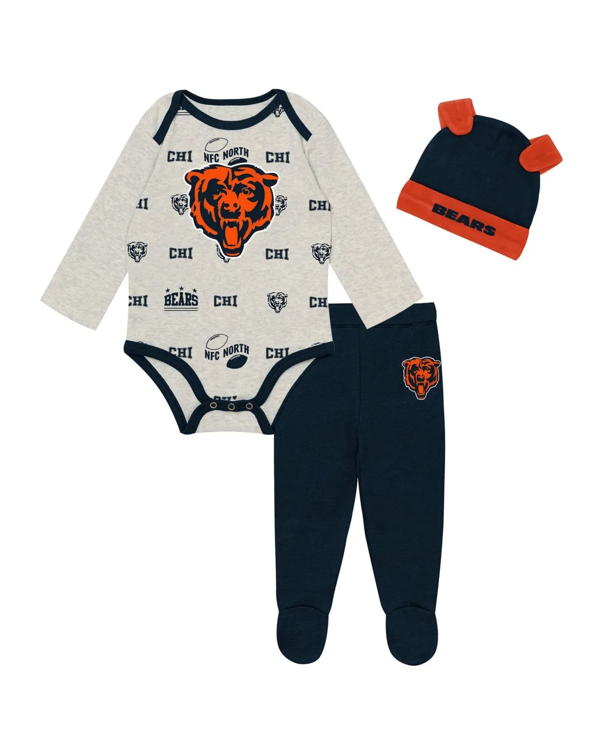 Chicago Bears Huddles Giggles 3-Piece Pant and Hat Set by Outerstuff