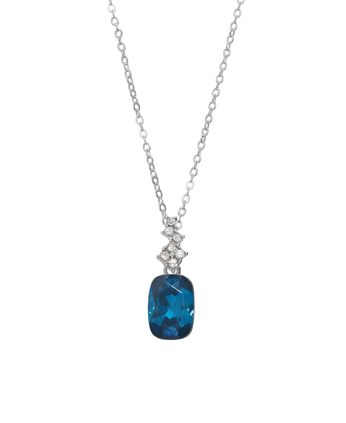 Silver-Tone Crystal Cushion Pendant Necklace by Macy's