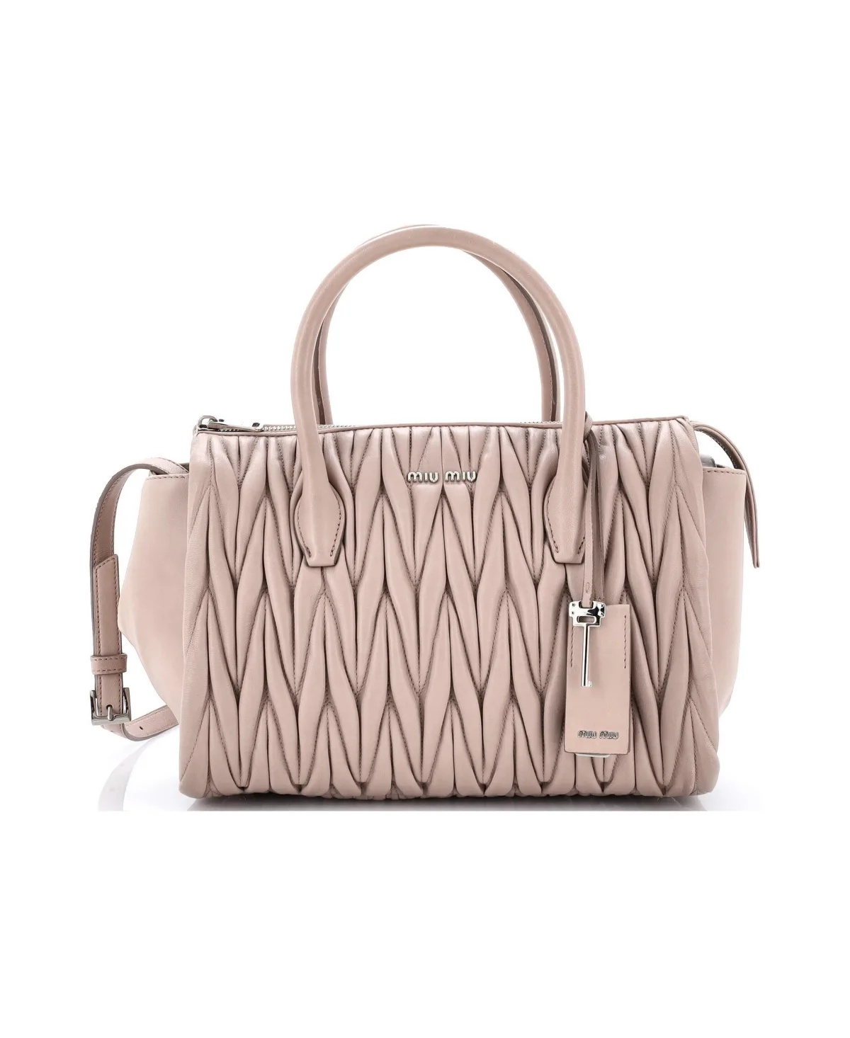 Pre-Owned Miu Miu Small Convertible Zip Tote Matelasse Leather by Miu Miu