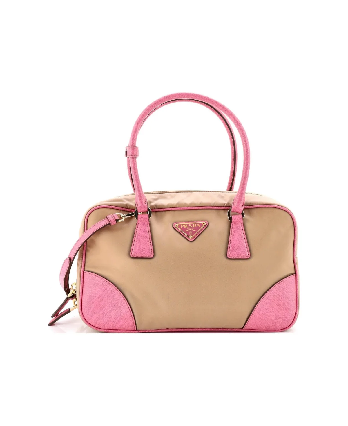 Pre-Owned Medium Re-Edition 1978 Bauletto Bag Re-Nylon with Saffiano Leather by Prada