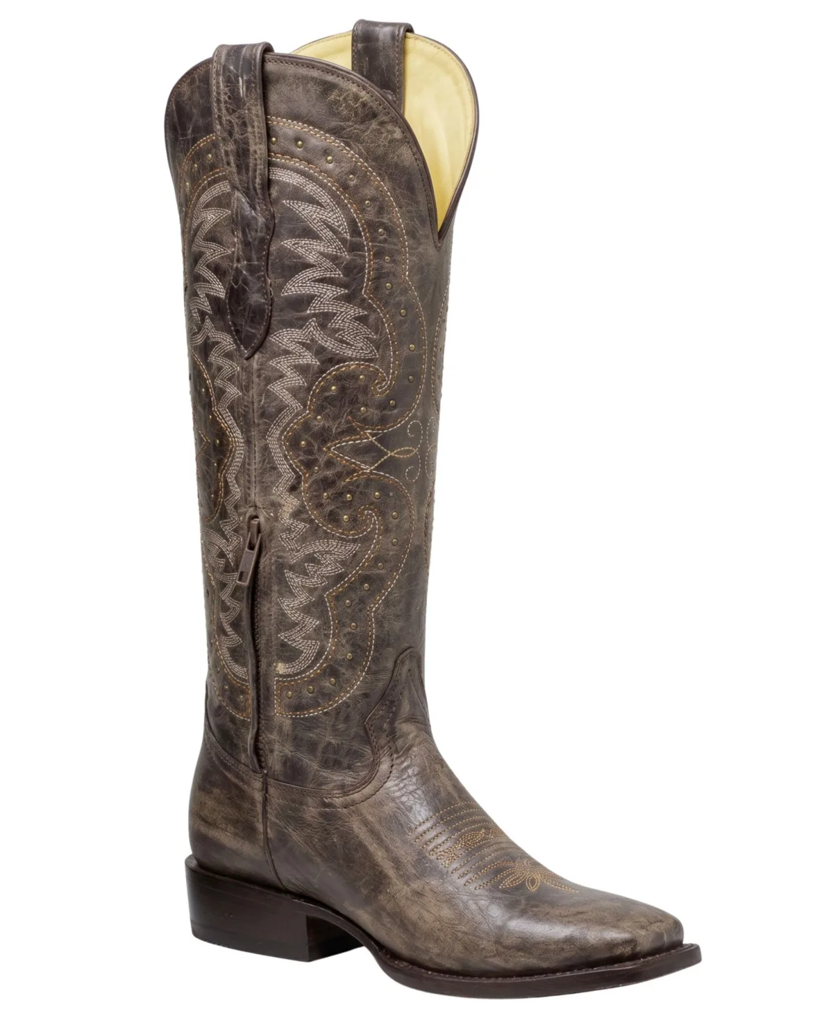 Arena Knee-High Square-Toe Embroidered Boots by Nortalie