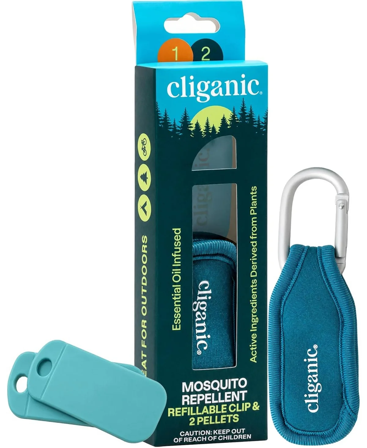 Mosquito Repellent Refillable Clip - 1Pack and 2 Refills by Cliganic