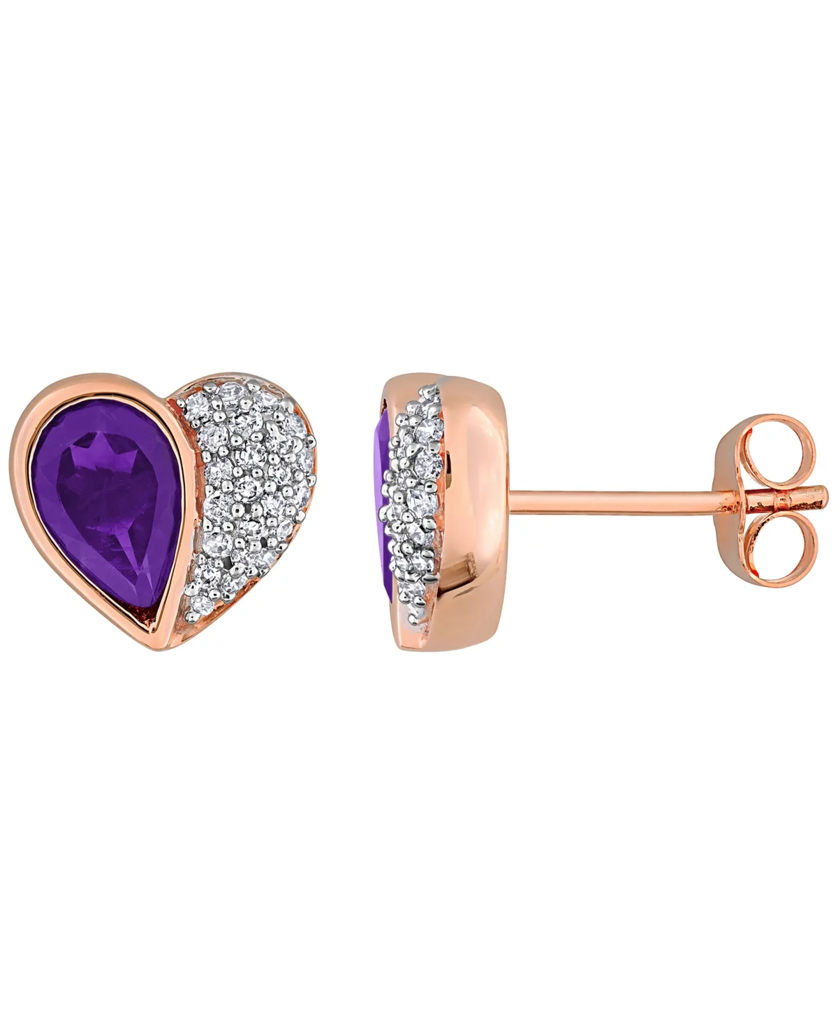 Amethyst and Diamond Stud Earrings (1-1/3 ct. t.w. Amethyst, 1/5 ct. t.w. Diamond) in 10k Rose Gold by Macy's