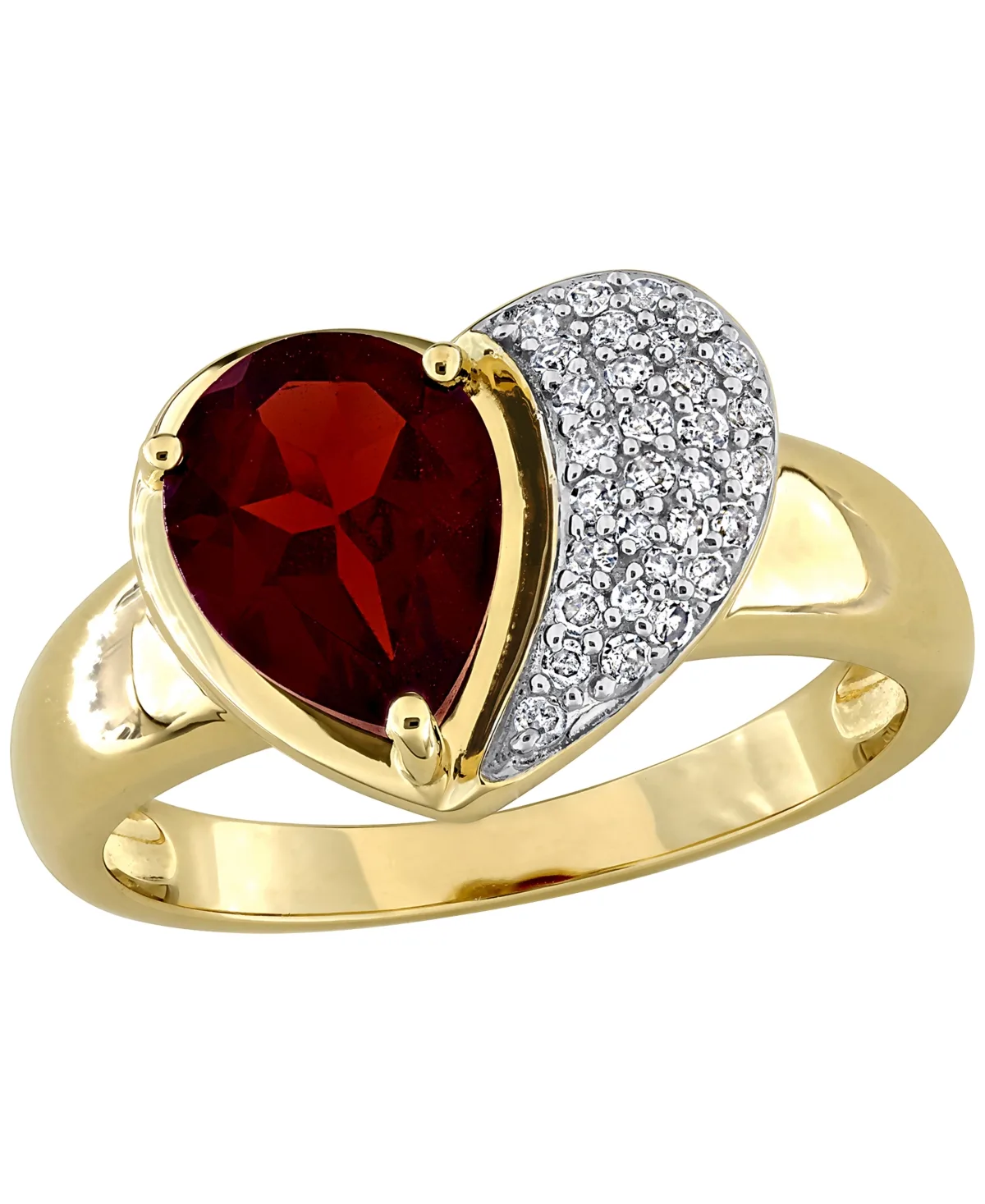 Garnet and Round-Diamond Ring (1-1/2 ct. t.w. Garnet, 1/6 ct. t.w. Diamond) in 10k Yellow Gold by Macy's