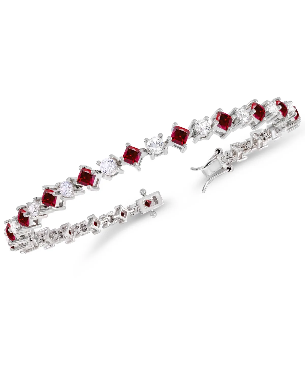 Lab-Grown Ruby and Lab-Grown White Sapphire Tennis Bracelet (3-1/3 ct. t.w. Ruby, 2-1/3 ct. t.w. Sapphire) in Sterling Silver by Macy's