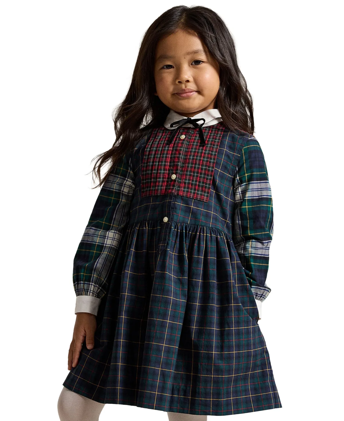 Plaid Cotton Poplin Fun Long-Sleeve Shirt Dress by Polo Ralph Lauren