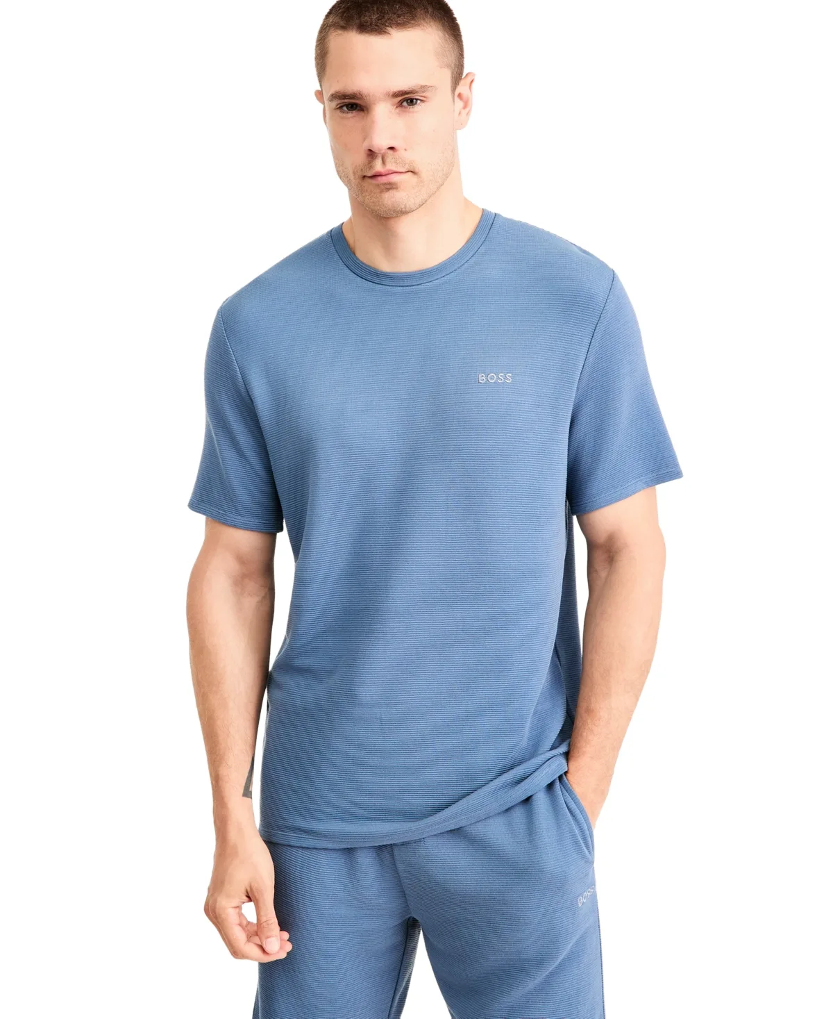 Ribbed Crewneck T-Shirt by Hugo Boss