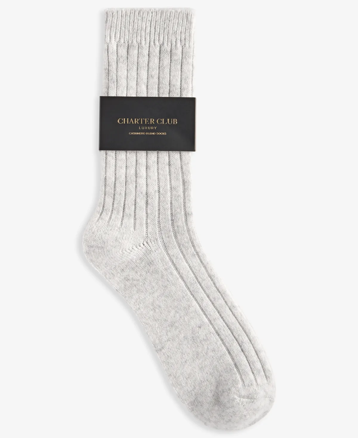 Cashmere-Blend Ribbed Crew Socks by Charter Club