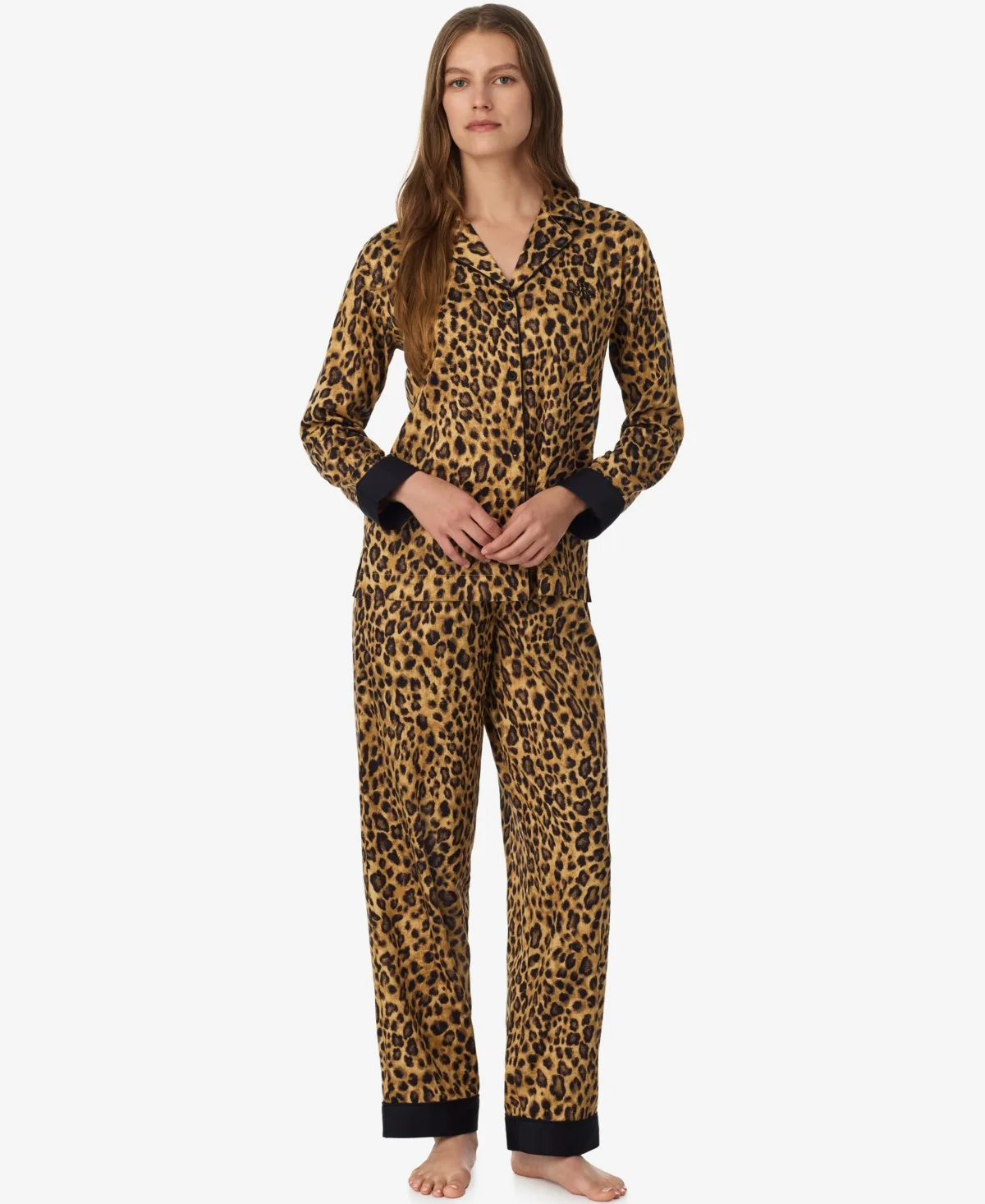 Lauren Ralph Lauren Sateen Notch Collar Long-Sleeve Top and Pants, 2-Piece Set by Ralph Lauren