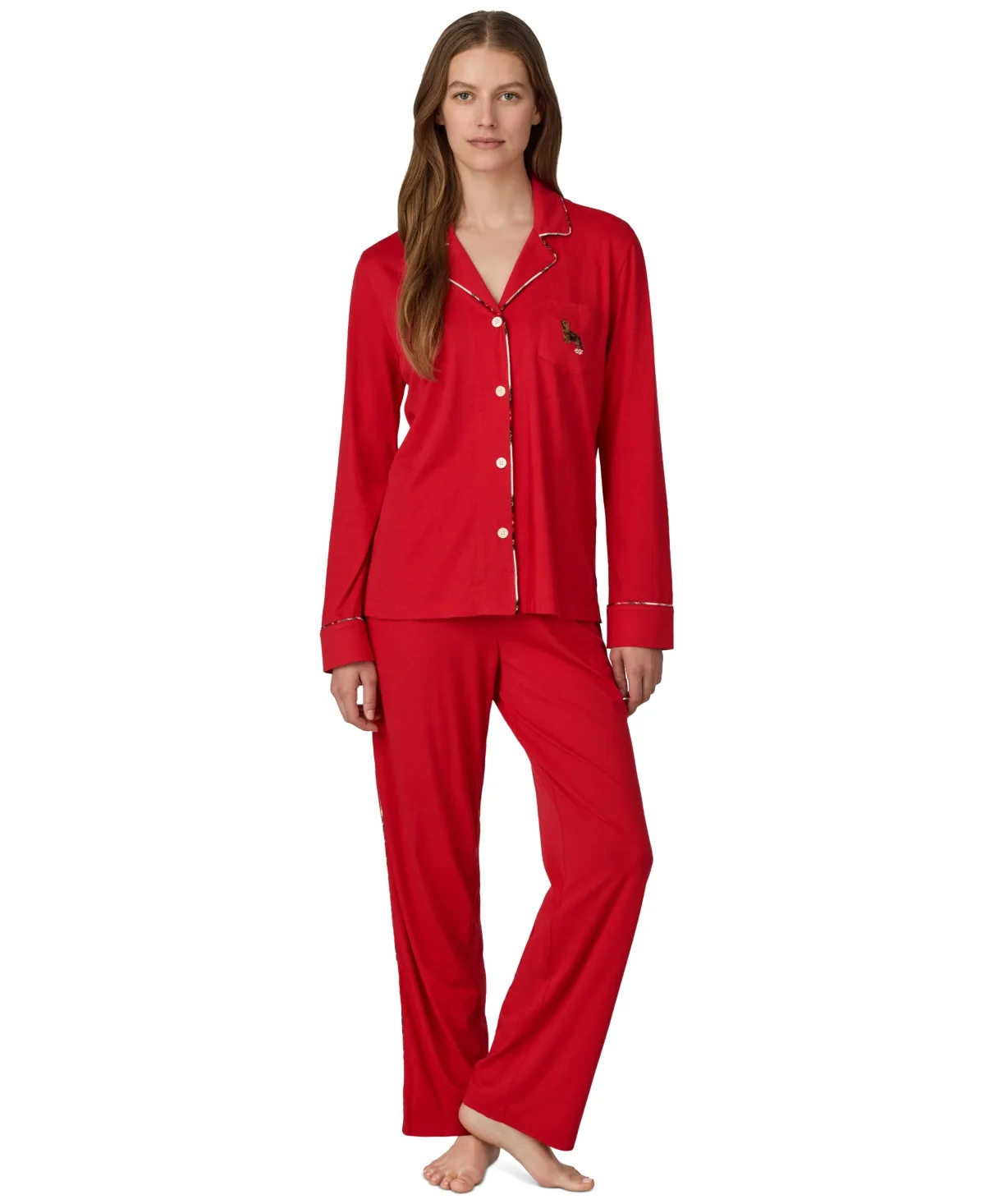 Lauren Ralph Lauren Long-Sleeve Notch Collar Top and Pants, 2-Piece Set by Ralph Lauren