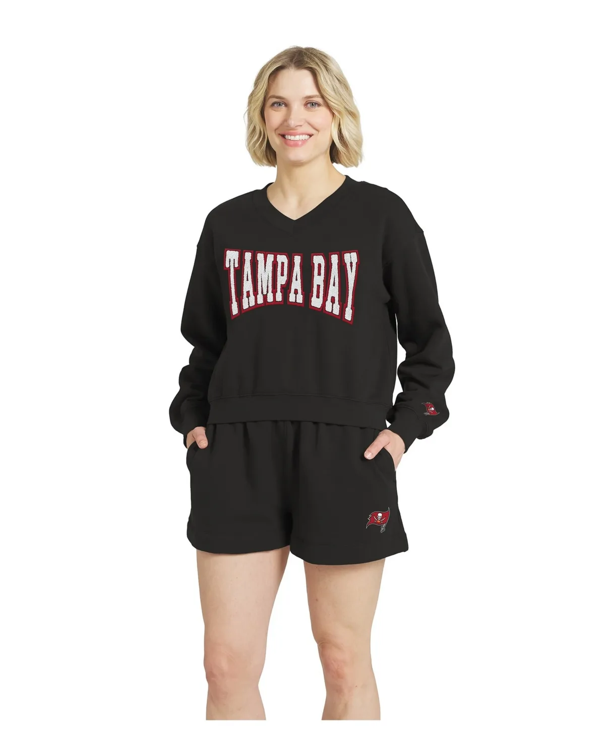 Tampa Bay Buccaneers Fleece V-Neck Lounge Set by Wear by Erin Andrews