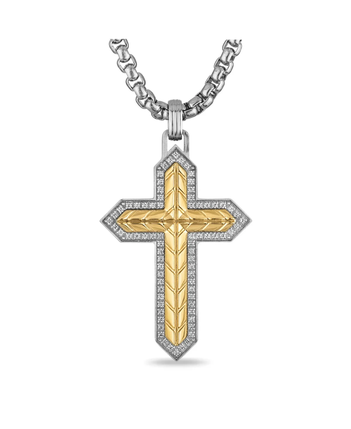 Diamond Cross Pendant (3/8 ct. t.w.) in Stainless Steel by Esquire Mens Jewelry