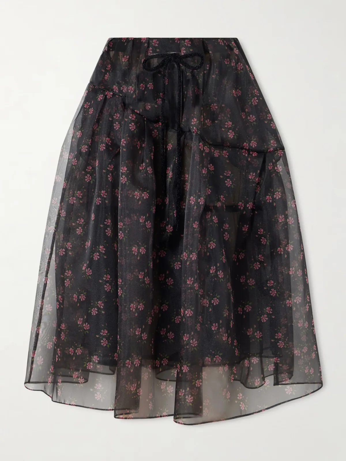 - Tiered Floral-print Organza Midi Skirt - by Simone Rocha