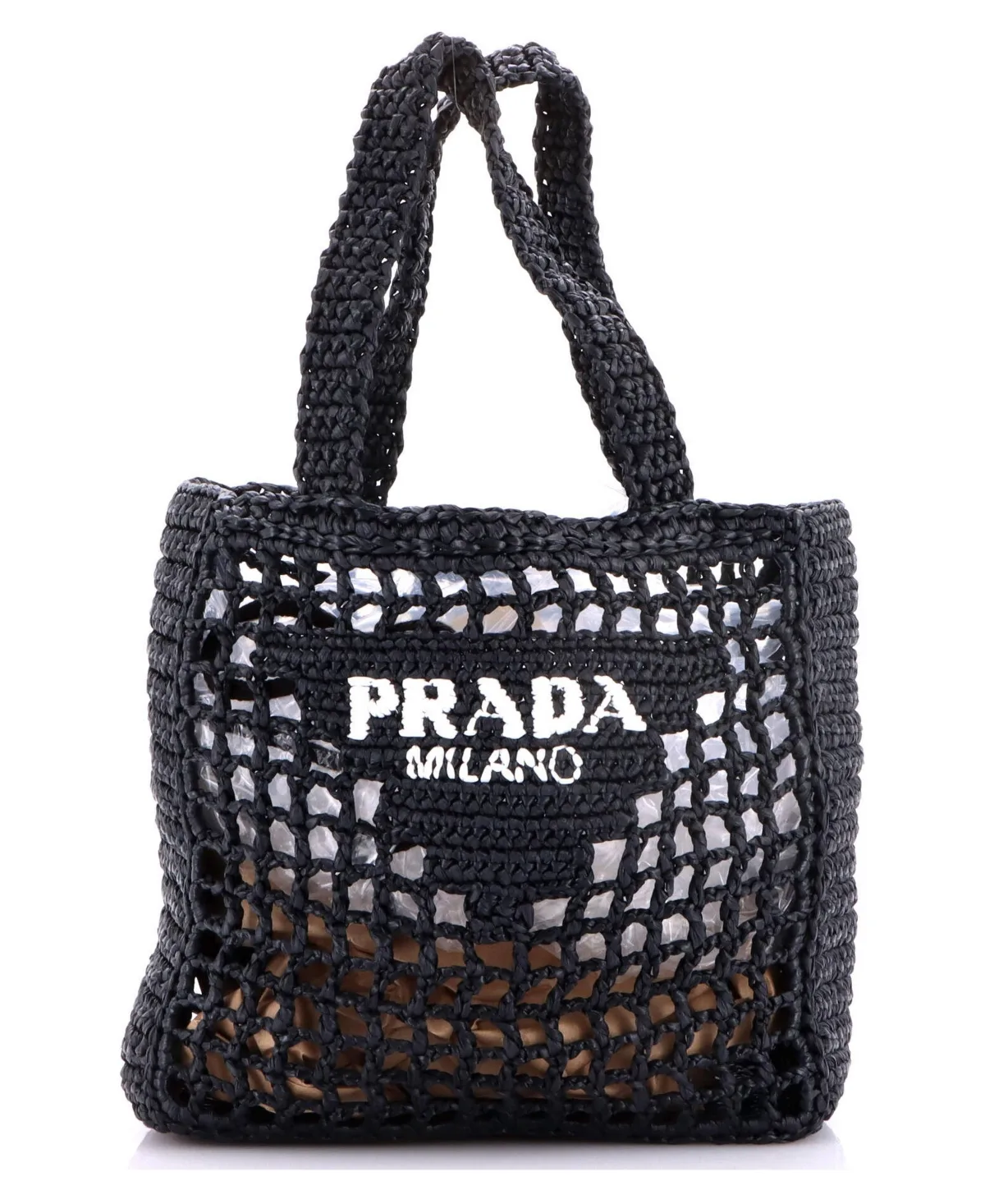 Pre-Owned Small Triangle Logo Open Tote Raffia by Prada