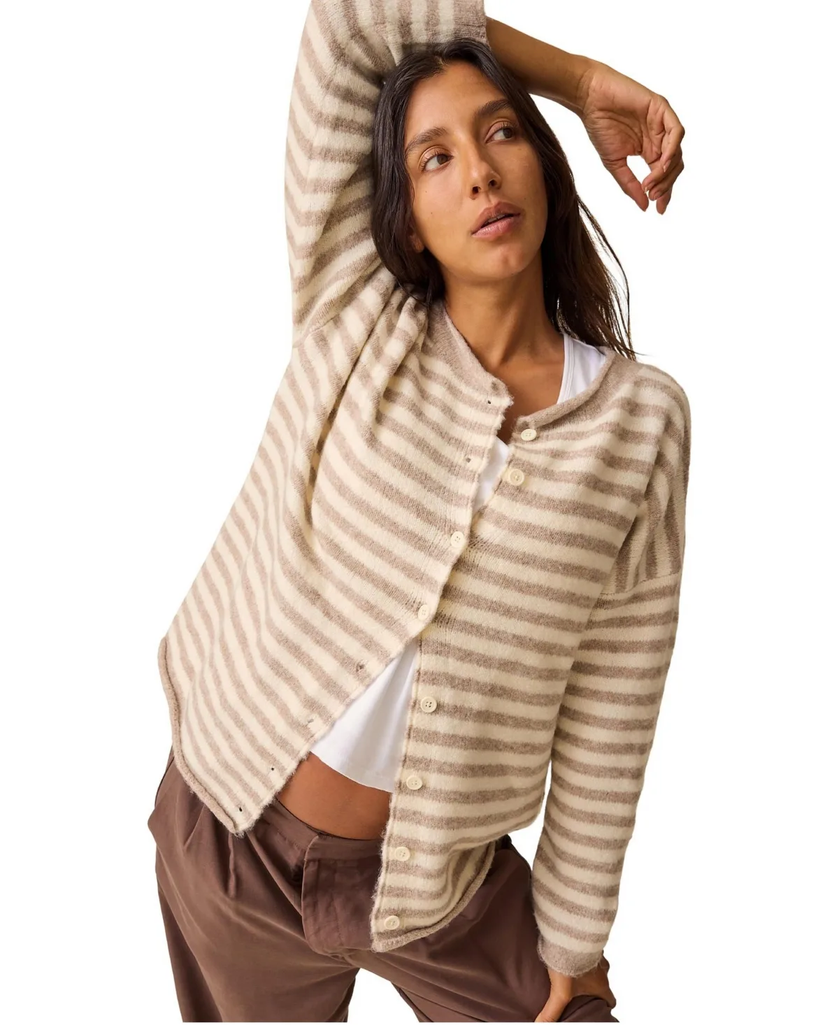 Maternity Oversized Button-Down Crewneck Cardigan by Kindred Bravely