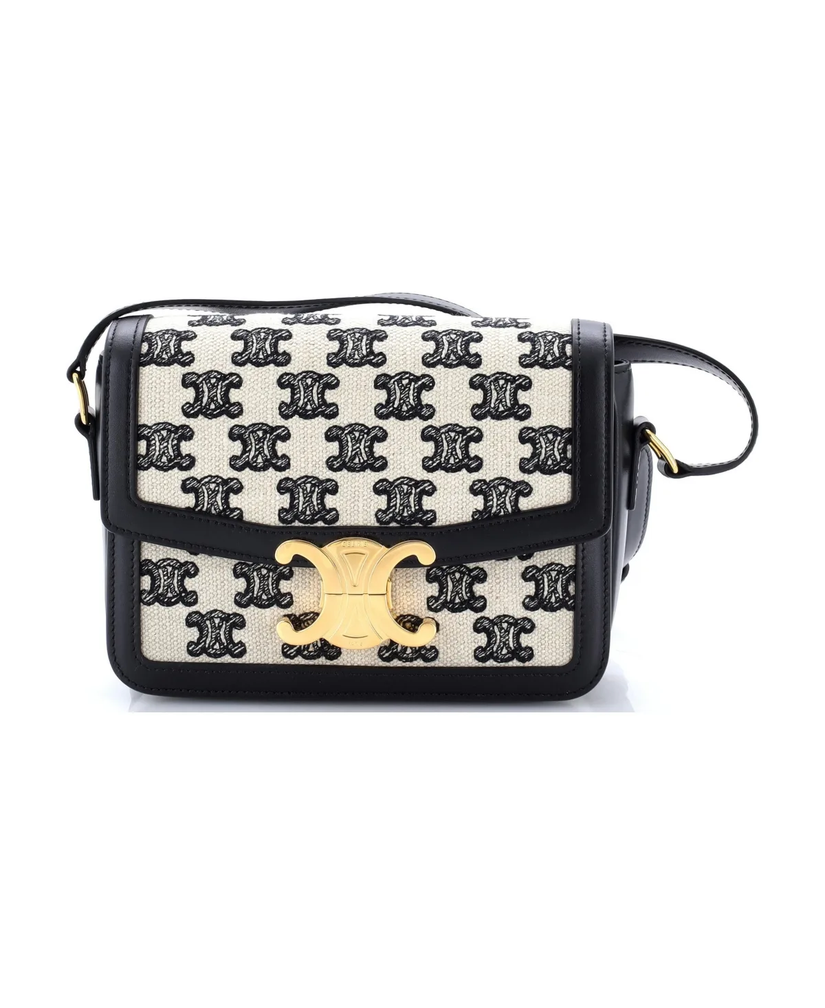 Pre-Owned Teen Triomphe Shoulder Bag Triomphe Canvas and Leather by Celine