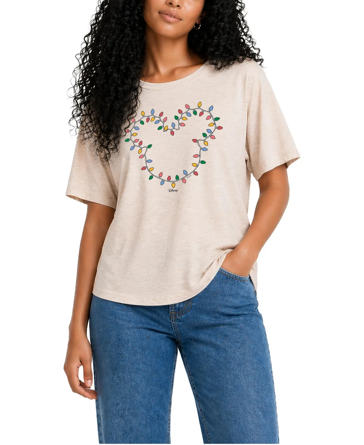 Christmas Lights Mickey Head Relaxed Fit T-Shirt by Disney