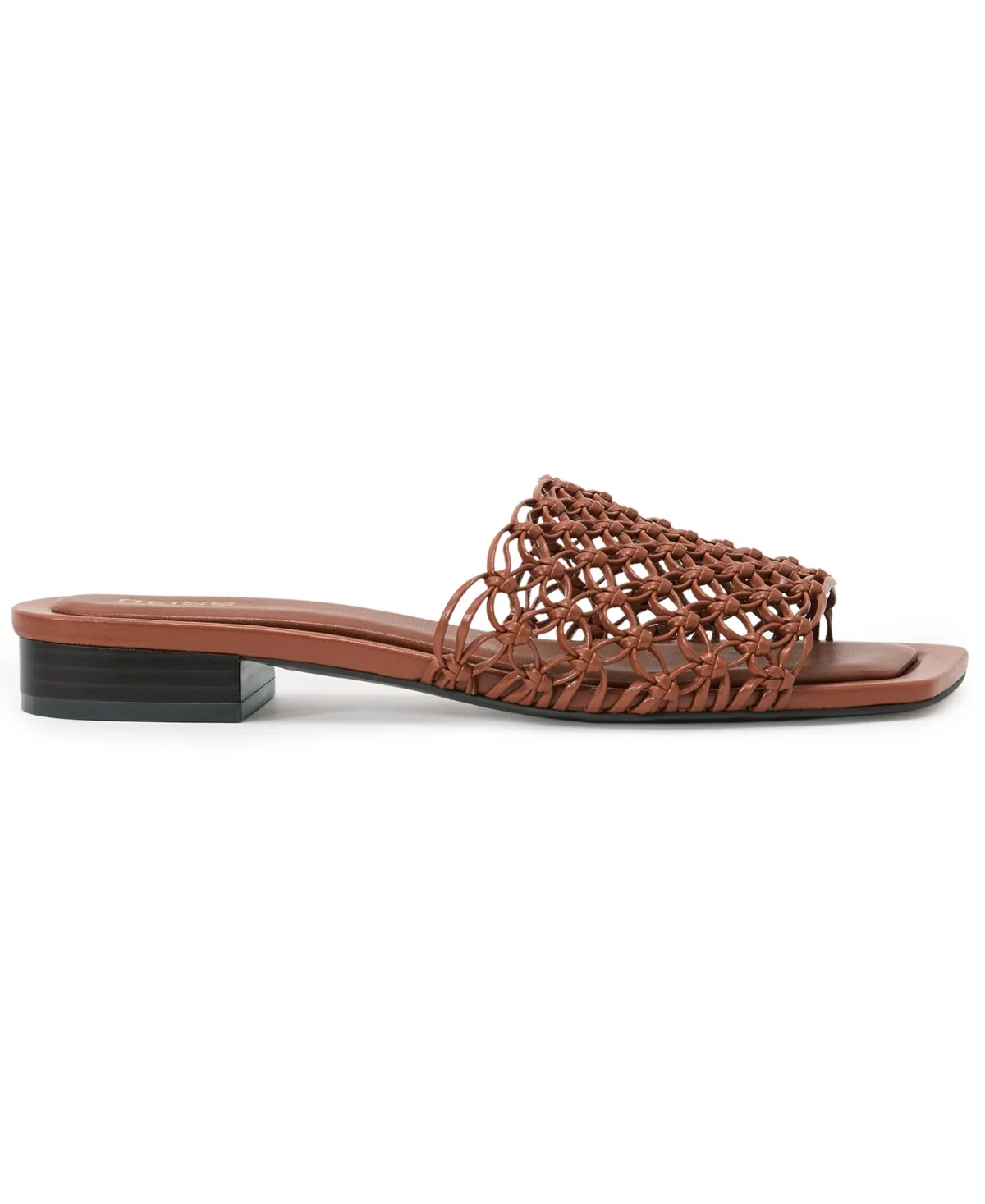 Square-Toe Low-Heel Faux Leather Slides by Reiss