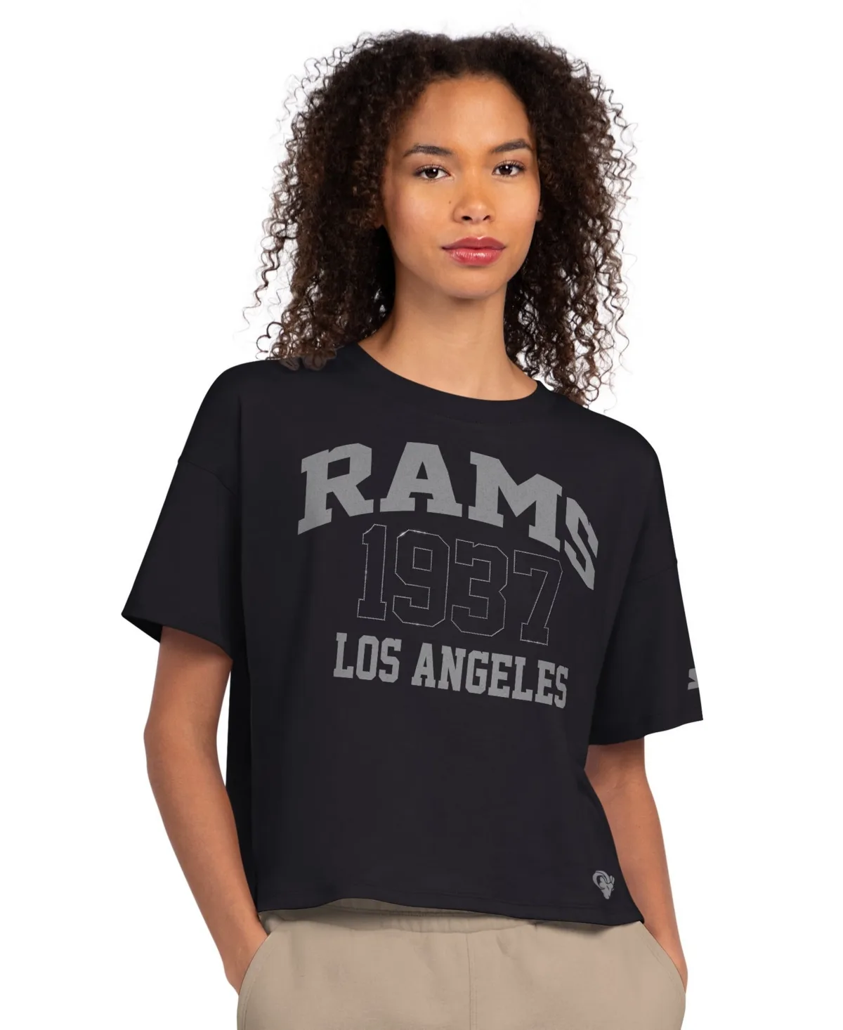 Los Angeles Rams Rhinestone Boxy Cropped T-Shirt by Starter