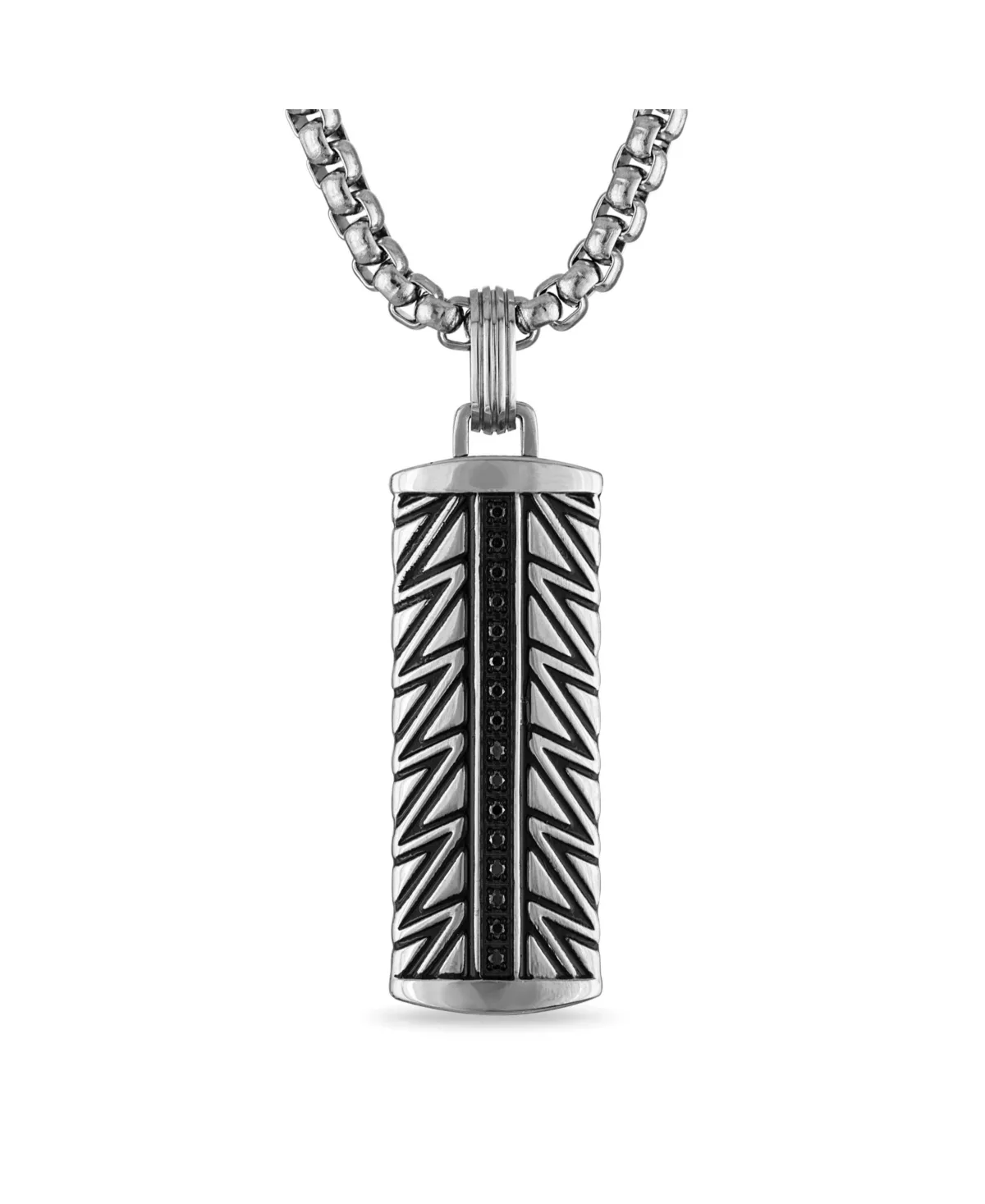 Natural Black Diamond Pendant (1/6 ct. t.w.) in Stainless Steel by Esquire Mens Jewelry