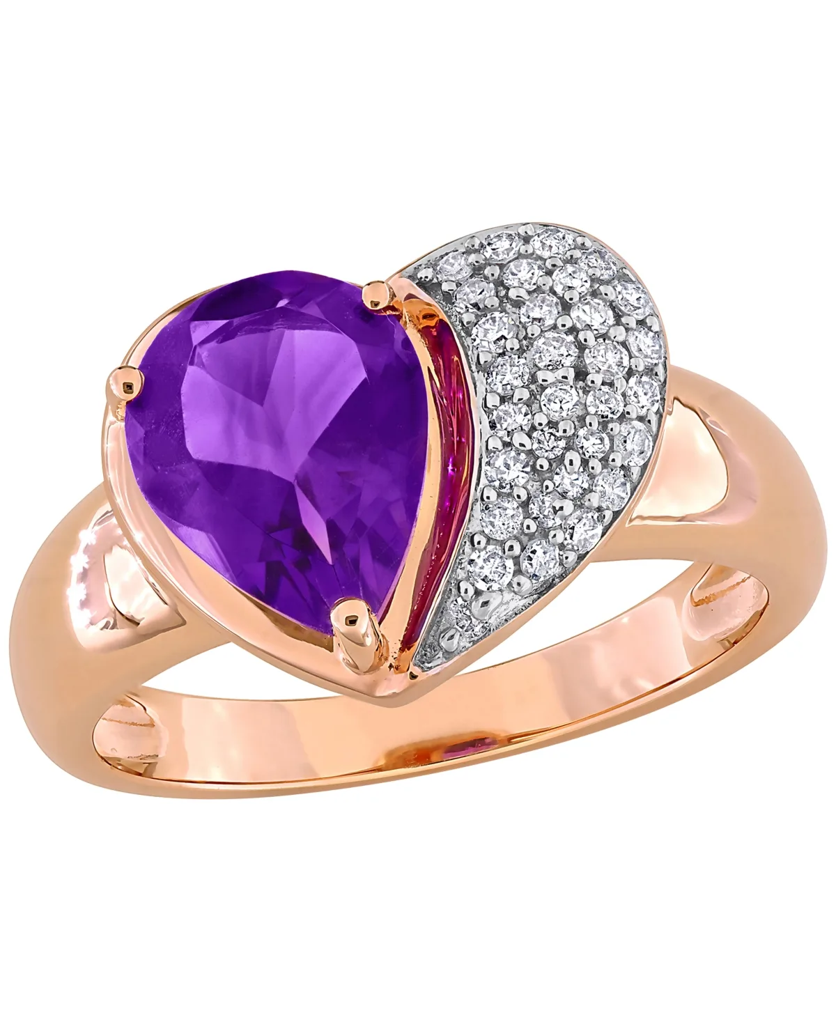 Amethyst and Diamond Ring (1-1/2 ct. t.w. Amethyst, 1/6 ct. t.w. Diamond) in 10k Rose Gold by Macy's